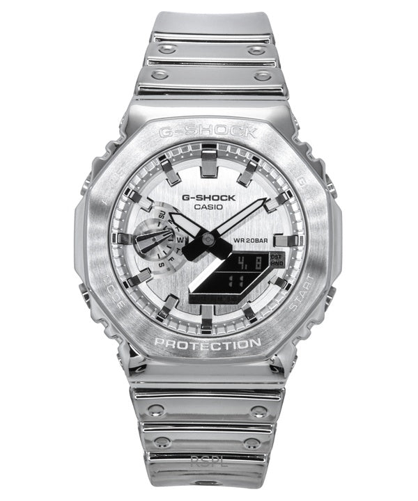 Reloj Casio G-Shock G-Steel para hombre, con correa de silicona resistente y metálica fina, esfera gris, de cuarzo GM-2100YM-8A, 200 m