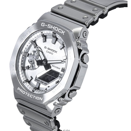 Reloj Casio G-Shock G-Steel para hombre, con correa de silicona resistente y metálica fina, esfera gris, de cuarzo GM-2100YM-8A, 200 m