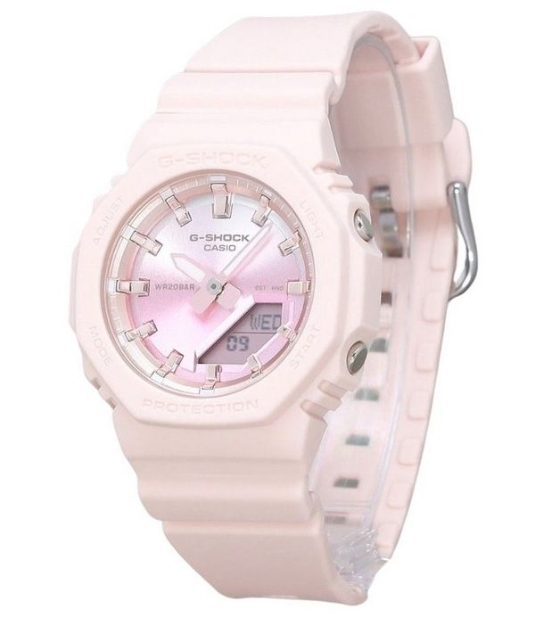Reloj para mujer Casio G-Shock analógico digital Sunset Glow Series correa de resina con base biológica esfera rosa cuarzo GMA-P