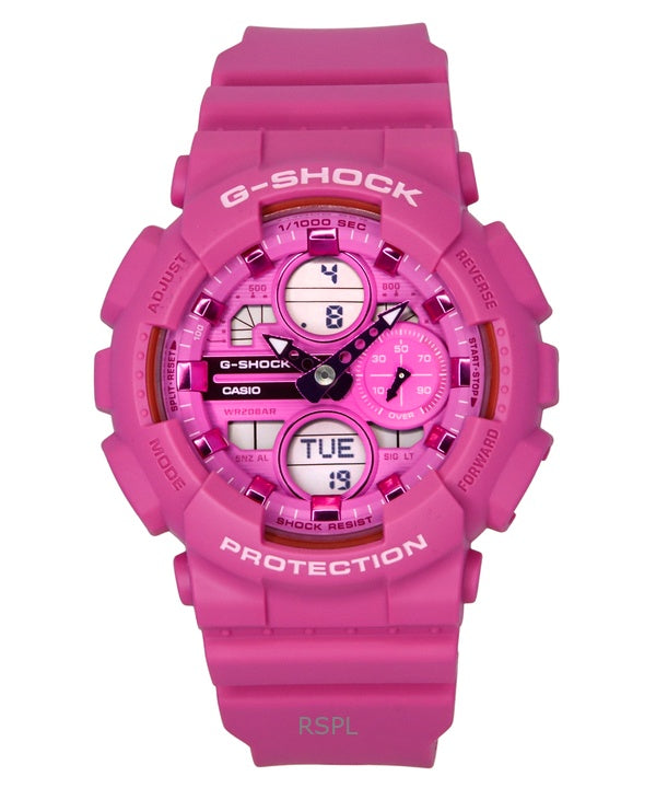 Reloj Casio G-Shock analógico digital de resina de base biológica con esfera rosa de cuarzo GMA-S140PP-4A, 200 m, para mujer