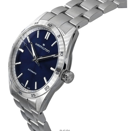 Hamilton Jazzmaster Performer - Reloj automático para hombre (acero inoxidable, esfera azul, H36215140, 100 m)