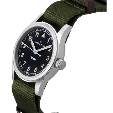 Reloj unisex Hamilton Khaki Field con correa textil y esfera negra de cuarzo H69301930