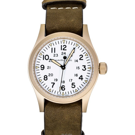 Reloj Hamilton Khaki Field automático con esfera blanca y bronce H69459510 para hombre