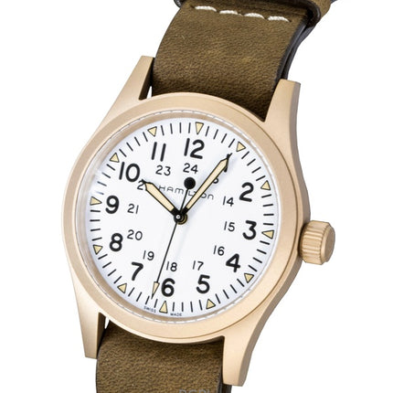 Reloj Hamilton Khaki Field automático con esfera blanca y bronce H69459510 para hombre
