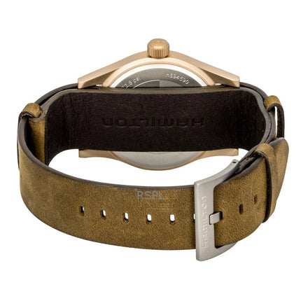 Reloj Hamilton Khaki Field automático con esfera blanca y bronce H69459510 para hombre