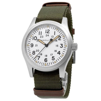 Reloj mecánico para hombre Hamilton Khaki Field con correa de nailon y esfera blanca H69529913