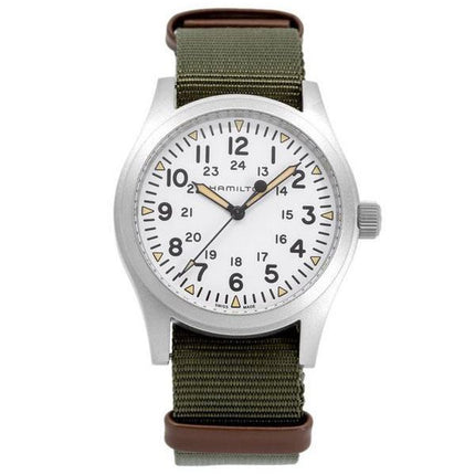 Reloj mecánico para hombre Hamilton Khaki Field con correa de nailon y esfera blanca H69529913