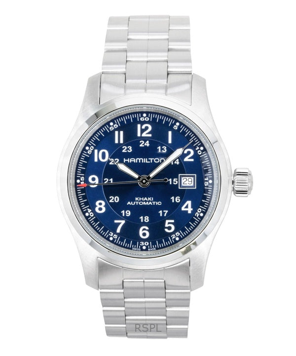 Hamilton Khaki - Reloj automático de acero inoxidable con esfera azul H70605140 100M para hombre