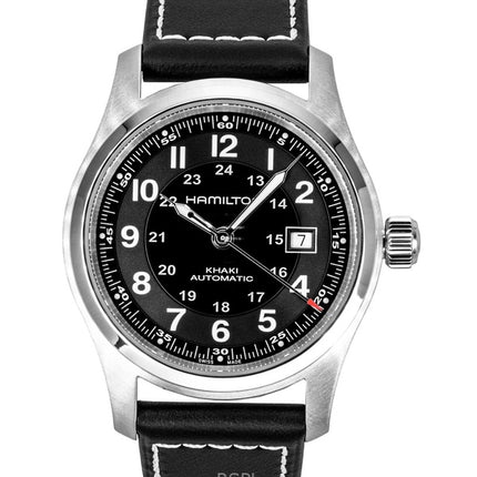 Reloj Hamilton H70605733 automático para hombre, correa de piel color caqui y esfera negra, 100 m