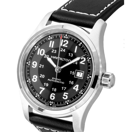 Reloj Hamilton H70605733 automático para hombre, correa de piel color caqui y esfera negra, 100 m