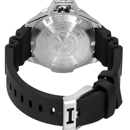 Reloj para hombre Hamilton Khaki Navy Frogman con correa de caucho y esfera negra automático Diver',s H77455330 300M