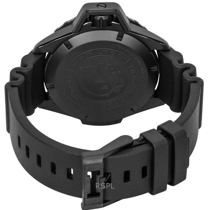 Hamilton Khaki Frogman - Reloj de buceo automático para hombre, correa de caucho, esfera negra, H77855330, 300 m