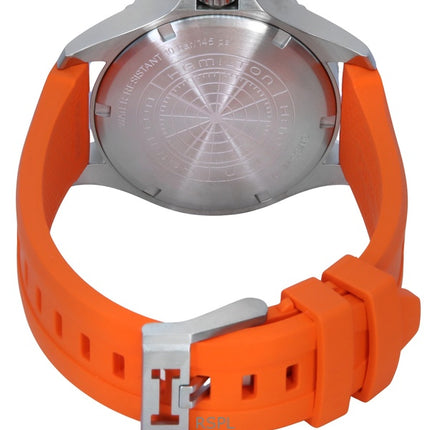 Hamilton Khaki Navy Scuba - Reloj automático para hombre, correa de caucho color naranja, esfera negra, H82395331, 100 m