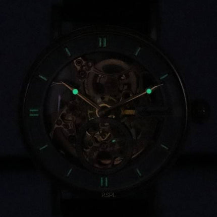 Ingersoll The Herald Correa de cuero Rose Gold Skeleton Dial Automático I00401B Reloj para hombre