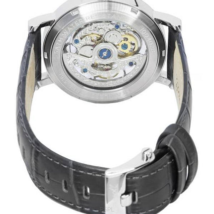 Reloj para hombre Ingersoll The Herald con correa de cuero, esfera esquelética plateada, automático, I00402B