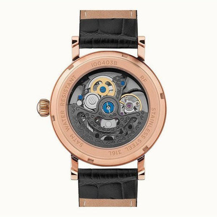 Reloj Ingersoll The Herald con correa de cuero y esfera esquelética negra automática I00403B para hombre