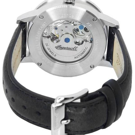 Ingersoll The Jazz Sun and Moon Phase Correa de cuero Skeleton Silver Dial Automático I07701 Reloj para hombre