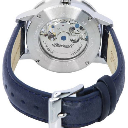 Ingersoll The Jazz Sun and Moon Phase Correa de cuero Skeleton Silver Dial Automático I07702 Reloj para hombre