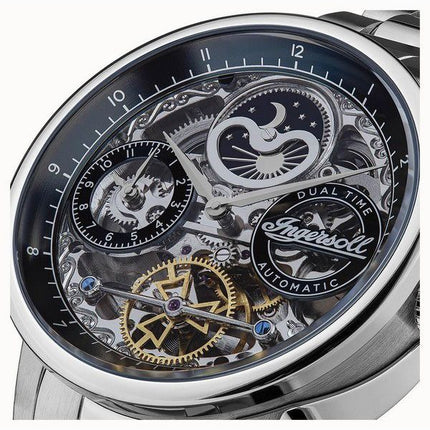 Reloj para hombre Ingersoll The Jazz de acero inoxidable con esfera esqueleto azul automático I07707
