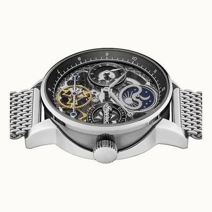 Ingersoll The Jazz Sun And Moon Phase Reloj para hombre con esqueleto de acero inoxidable y esfera negra automático I07708