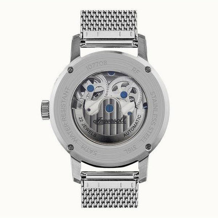 Ingersoll The Jazz Sun And Moon Phase Reloj para hombre con esqueleto de acero inoxidable y esfera negra automático I07708