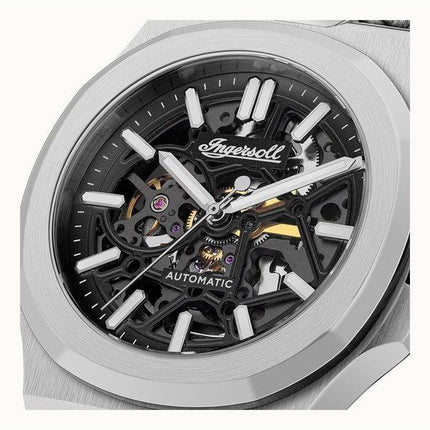 Reloj Ingersoll The Catalina con correa de cuero y esfera esqueleto negra automático I12502 para hombre