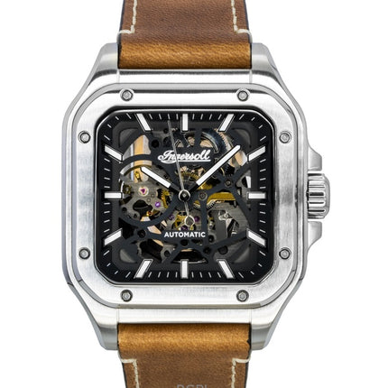 Reloj Ingersoll The Ollie I14503 automático para hombre con correa de cuero y esfera esquelética negra
