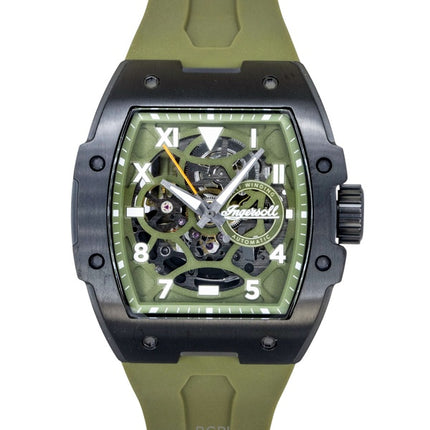 Reloj Ingersoll The Play I15303 automático para hombre con correa de poliuretano y esfera esqueletizada verde