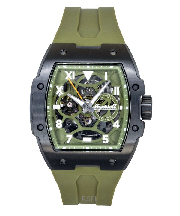 Reloj Ingersoll The Play I15303 automático para hombre con correa de poliuretano y esfera esqueletizada verde