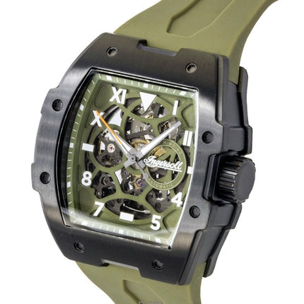 Reloj Ingersoll The Play I15303 automático para hombre con correa de poliuretano y esfera esqueletizada verde