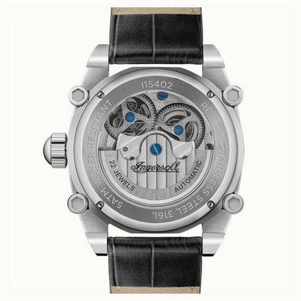 Reloj para hombre Ingersoll The Varsity con fase solar y lunar, correa de cuero, esfera gris esquelética, automático I15402