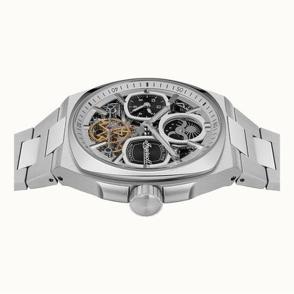 Reloj Ingersoll The Spirit Moon Phase de acero inoxidable con esfera plateada y esqueleto automático I15802 para hombre