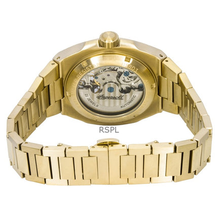 Reloj Ingersoll The Spirit para hombre, automático, de acero inoxidable dorado con esfera esqueleto verde I15803