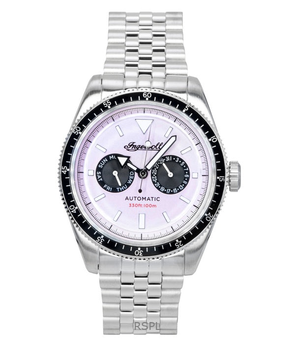 Reloj Ingersoll Outlaw automático de acero inoxidable con esfera rosa I17201 para hombre