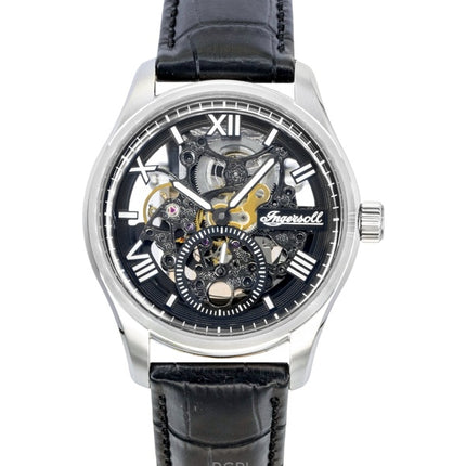 Reloj Ingersoll The Maverick I17401 para hombre, automático, con correa de piel y esfera esquelética negra