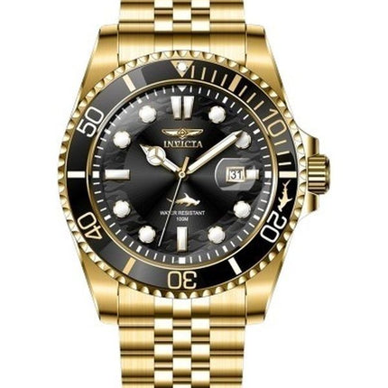 Reloj Invicta Pro Diver de acero inoxidable dorado con esfera negra, cuarzo 30614, 100 m, para hombre