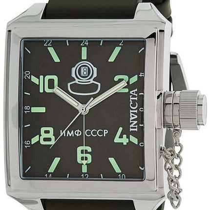 Invicta Russian Diver, esfera verde, correa de cuero, cuarzo, 33706, 100M, reloj para hombre