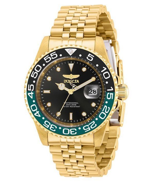 Reloj para hombre Invicta Pro Diver de acero inoxidable en tono dorado con esfera negra y cuarzo Diver',s 36043 200M
