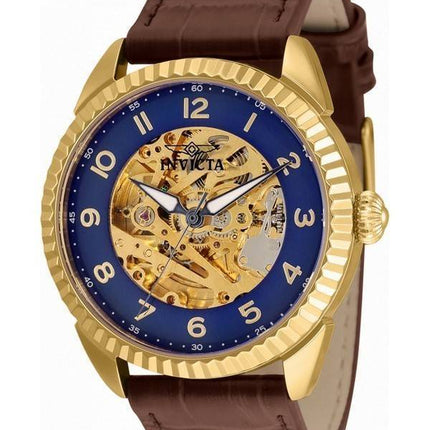 Invicta Speciality Blue Skeleton Dial Leather Strap Automático 36564 Reloj para hombre
