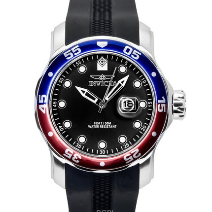Reloj Invicta Pro Diver de cuarzo con correa de silicona, esfera negra y bisel Pepsi 45735, 200 m, para hombre