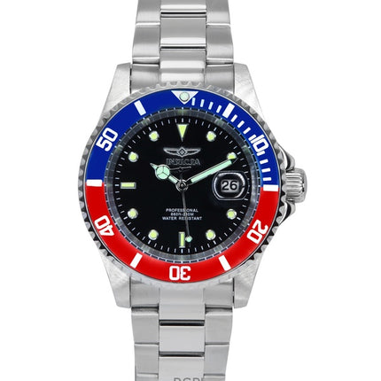 Reloj Invicta Pro Diver de acero inoxidable con esfera negra y bisel Pepsi de cuarzo 47354, 200 m, para hombre