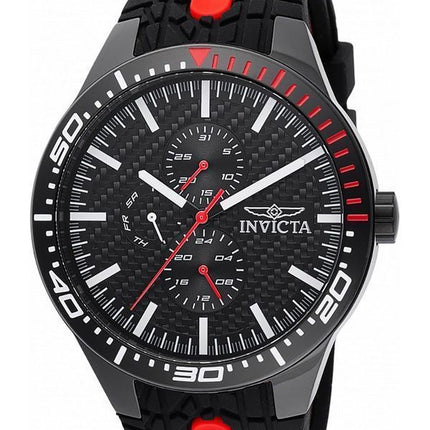 Reloj Invicta Racing GMT con correa de silicona y esfera negra de cuarzo 47553 para hombre