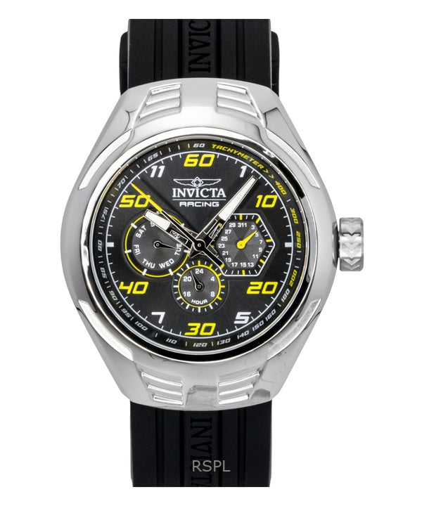 Reloj Invicta Racing de cuarzo con correa de silicona y esfera negra 47724 para hombre
