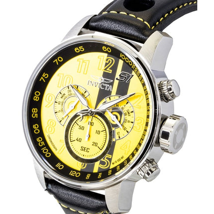 Reloj Invicta S1 Rally Cronógrafo GMT con correa de piel, esfera amarilla y negra, cuarzo 48616 100M para hombre