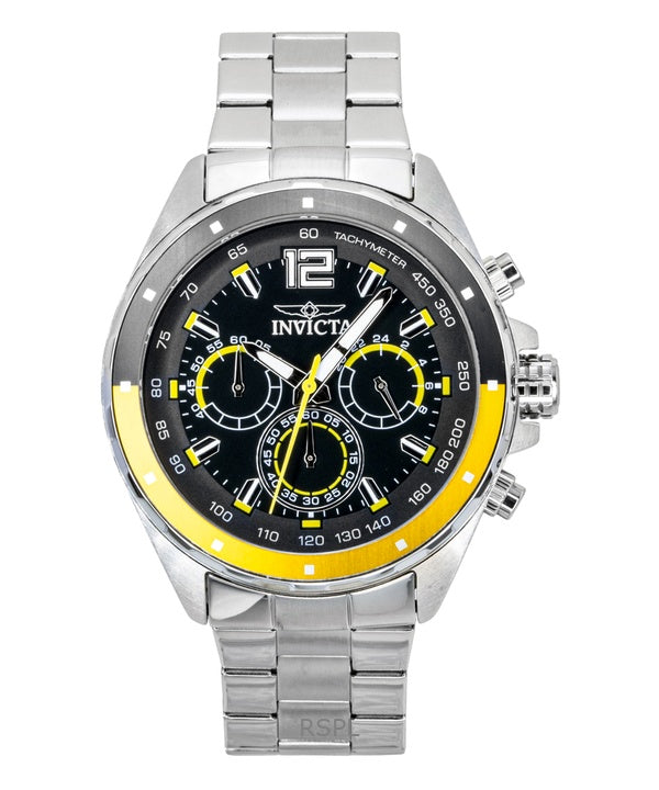 Reloj Invicta Speedway Cronógrafo GMT de acero inoxidable con esfera negra de cuarzo 49365 para hombre