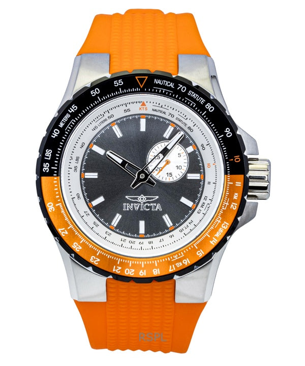 Reloj Invicta Aviator 49721 de cuarzo con correa de silicona naranja y esfera metalizada para hombre, 100 m