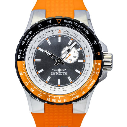 Reloj Invicta Aviator 49721 de cuarzo con correa de silicona naranja y esfera metalizada para hombre, 100 m