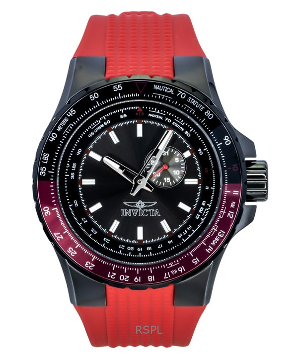 Reloj Invicta Aviator de cuarzo con correa de silicona roja y esfera metalizada 49724 100M para hombre