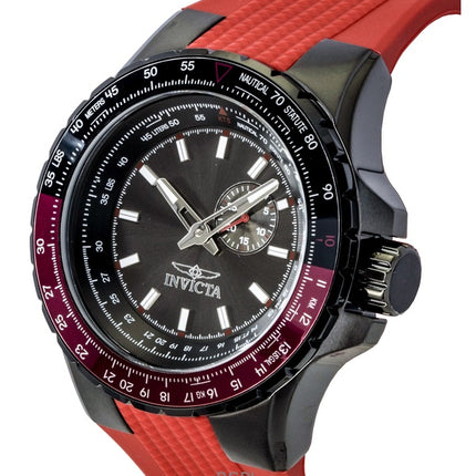 Reloj Invicta Aviator de cuarzo con correa de silicona roja y esfera metalizada 49724 100M para hombre