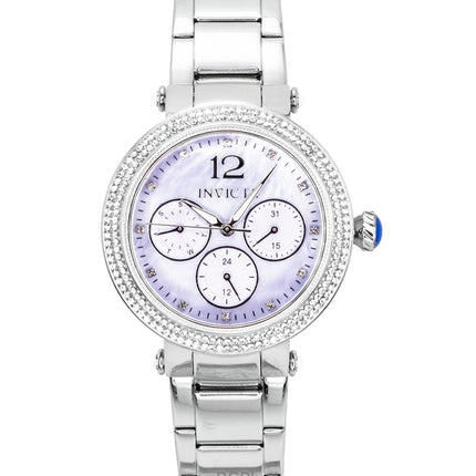Reloj Invicta Bolt de acero inoxidable con esfera de cristal morado claro de cuarzo 49814 100M para mujer